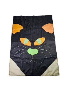 Midwestern Home Products Vintage Halloween Black Cat Garden Outdoor Flag 28"x40"